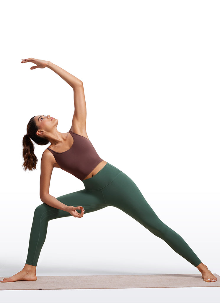 CRZ YOGA Butterluxe-Light Womens V Neck Longline Yoga Padded Sports Bra White