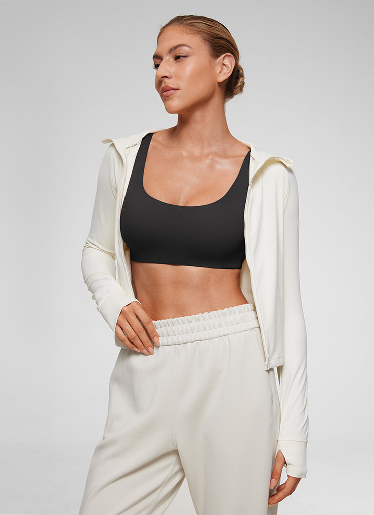 CRZ YOGA Women's Softhold Wireless Double Lined U Back Everyday Bra Black