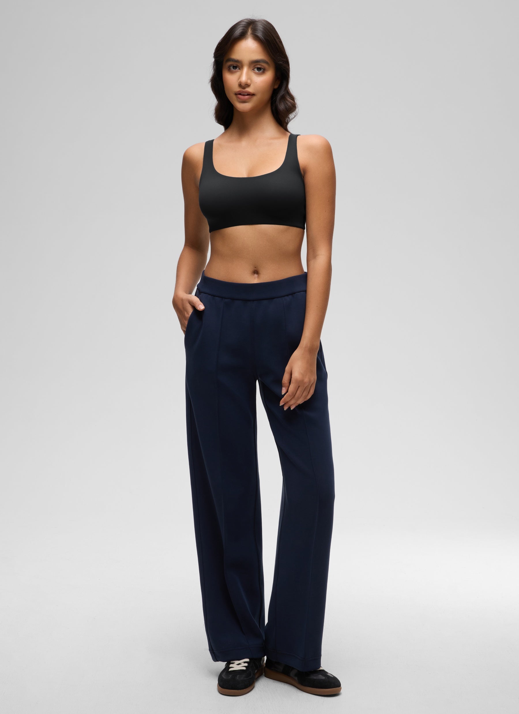 CRZ YOGA Women's Softhold Wireless Double Lined U Back Everyday Bra Black