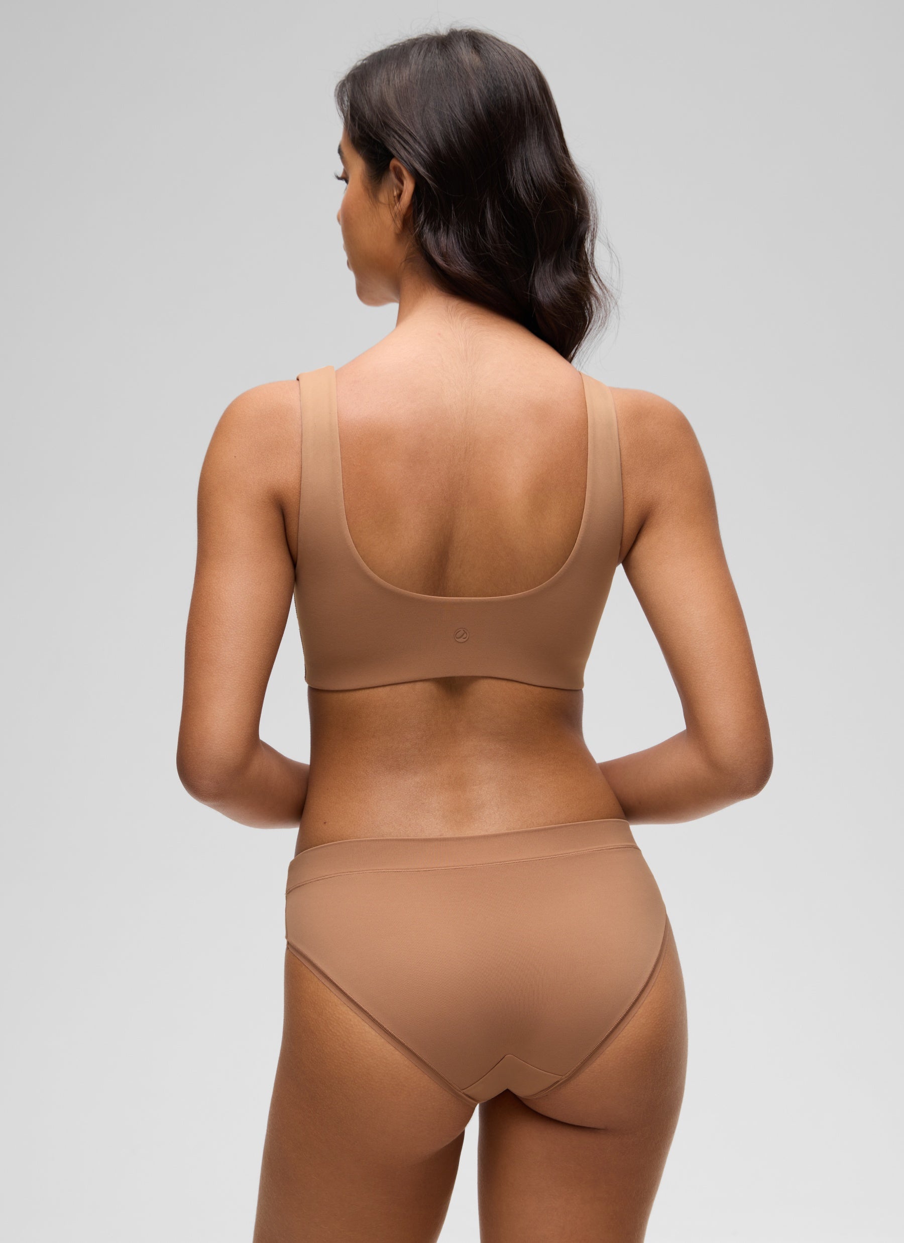 CRZ YOGA Women's Softhold Wireless Double Lined U Back Everyday Bra Gravel Beige