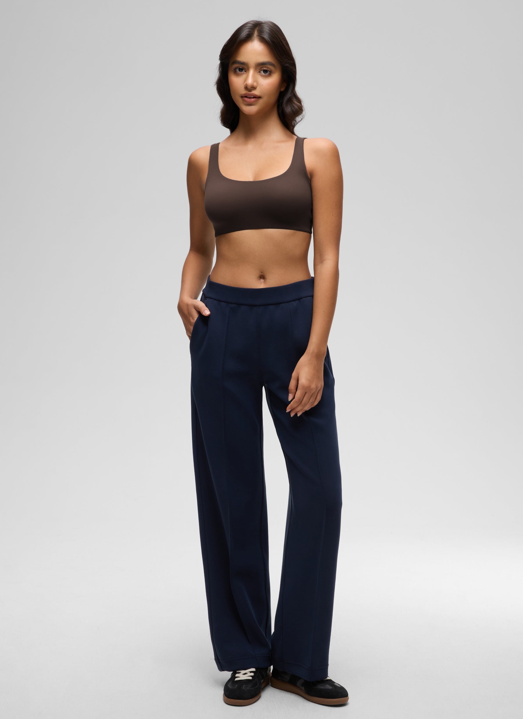 CRZ YOGA Women's Softhold Wireless Double Lined U Back Everyday Bra Hot Fudge Brown