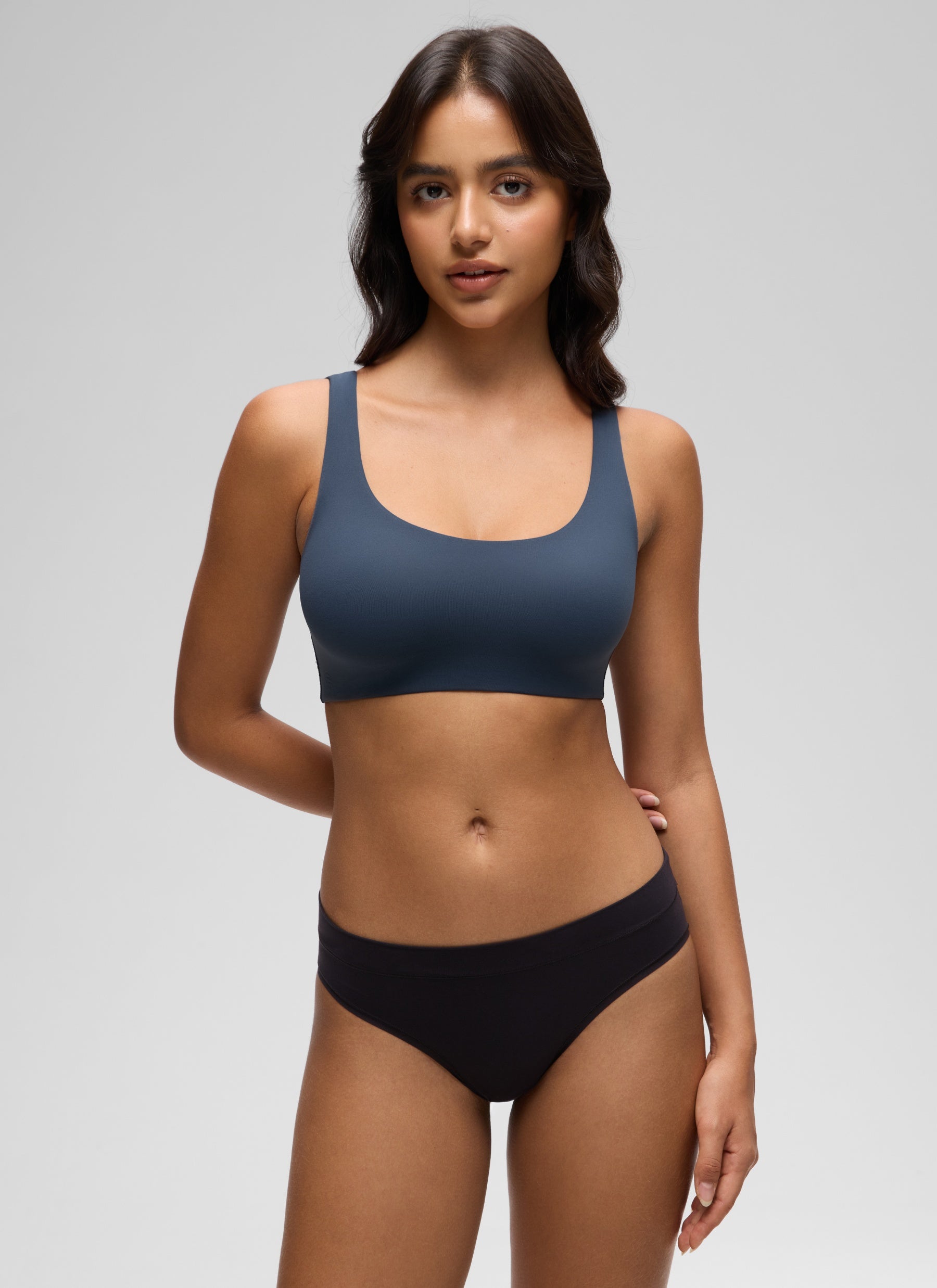 CRZ YOGA Women's Softhold Wireless Double Lined U Back Everyday Bra Sargasso