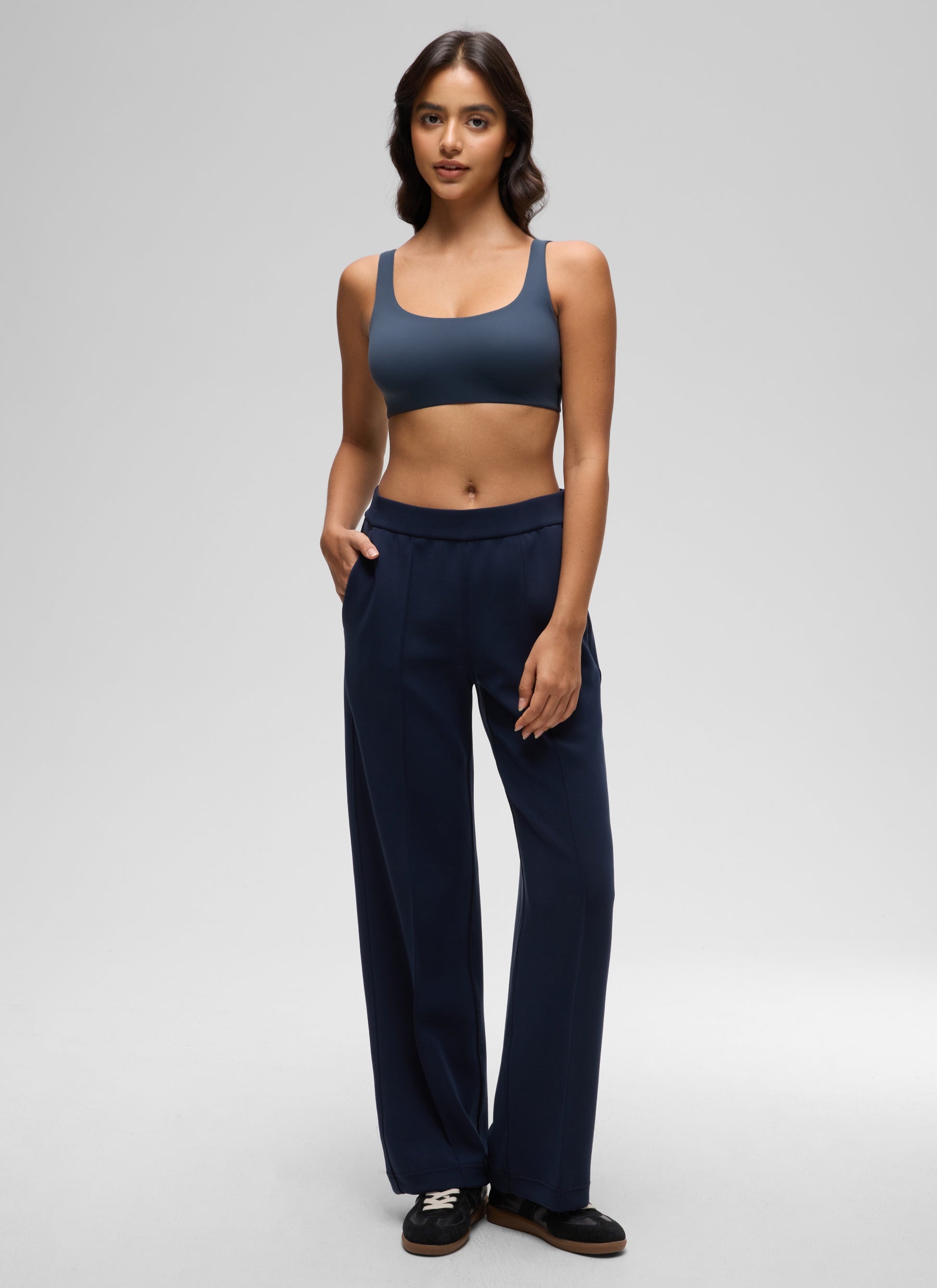 CRZ YOGA Women's Softhold Wireless Double Lined U Back Everyday Bra Sargasso