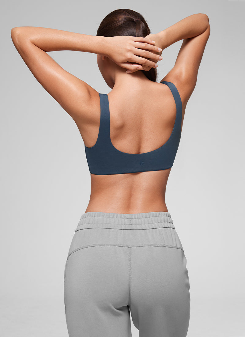 CRZ YOGA Women's Softhold Wireless Double Lined U Back Everyday Bra Sargasso