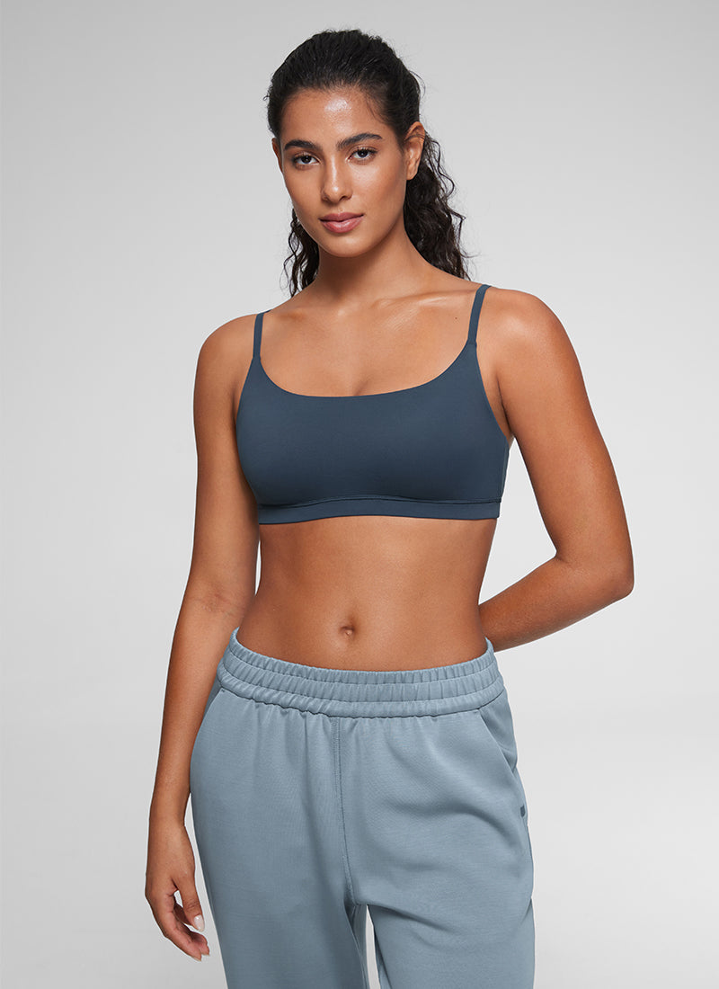 CRZ YOGA Women's Softhold Wireless Scoop Neck  Everyday Bra Adjustable Sargasso
