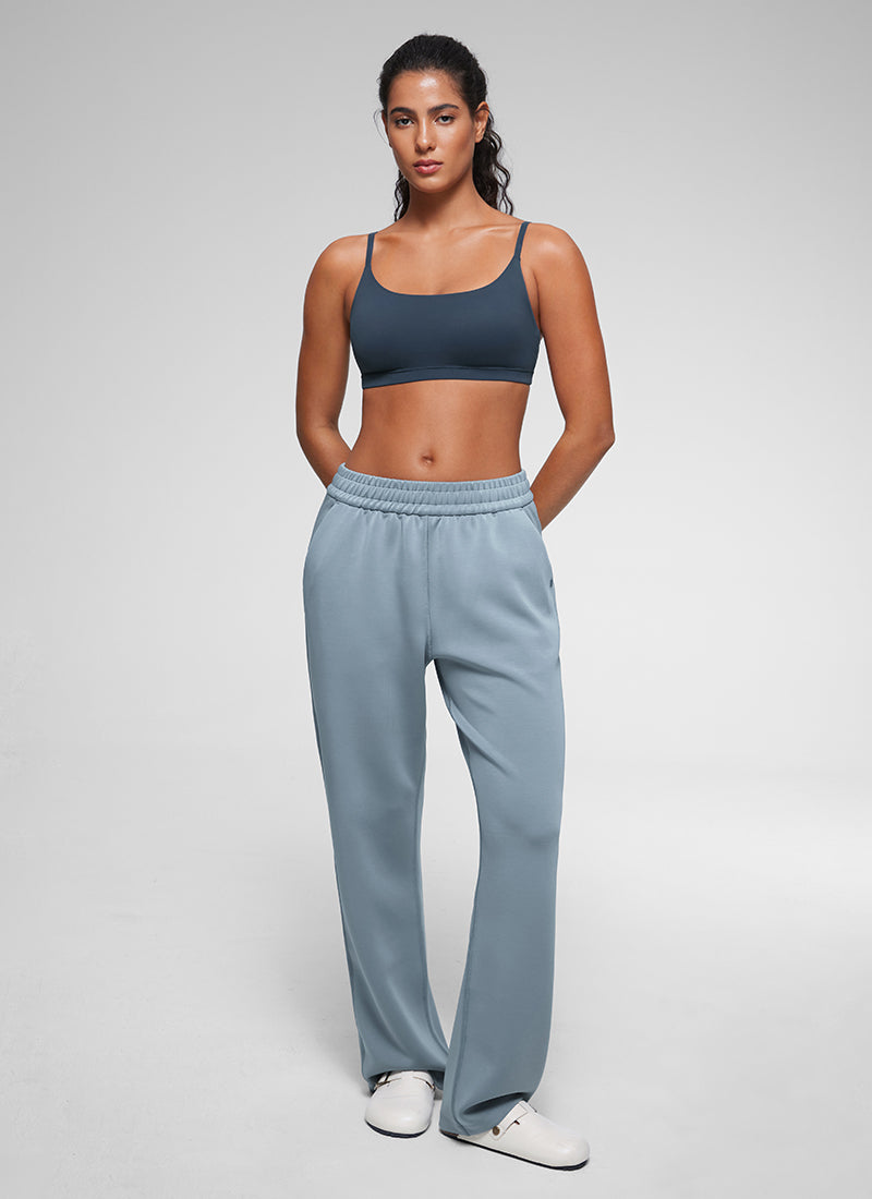 CRZ YOGA Women's Softhold Wireless Scoop Neck  Everyday Bra Adjustable Sargasso