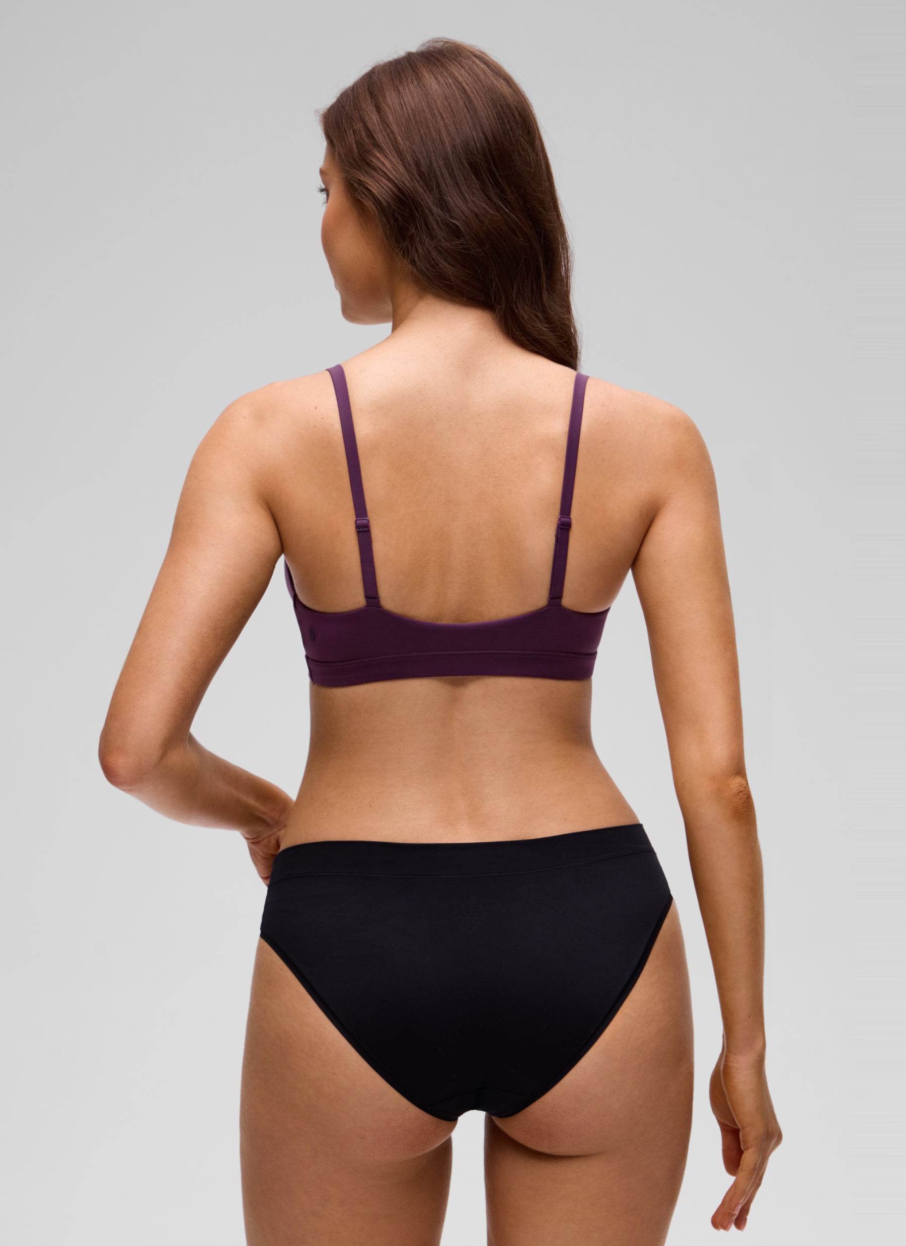 CRZ YOGA Softhold Womens Double Lined Wireless Triangle Bralette Deep Purple