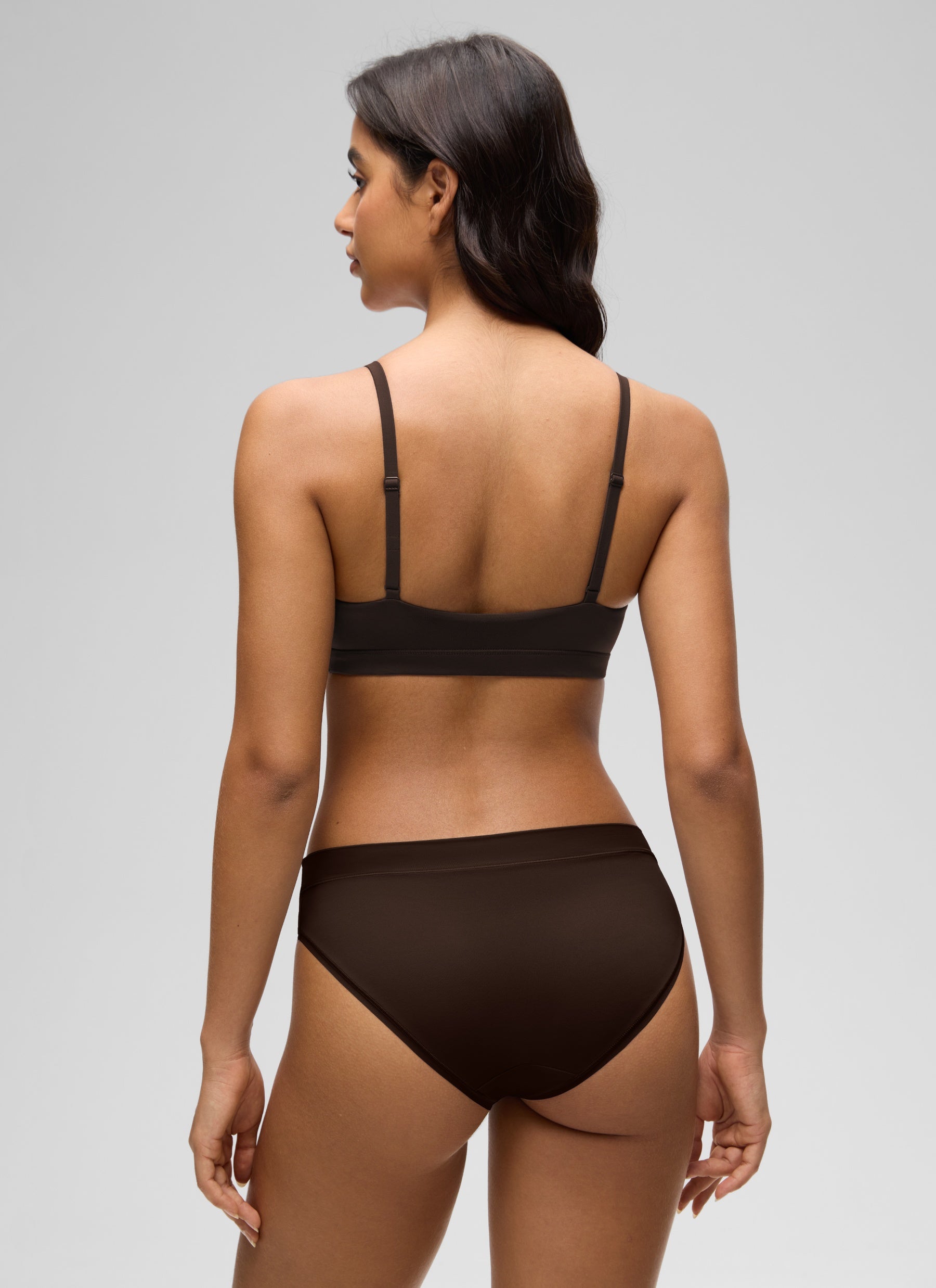 CRZ YOGA Softhold Womens Double Lined Wireless Triangle Bralette Hot Fudge Brown