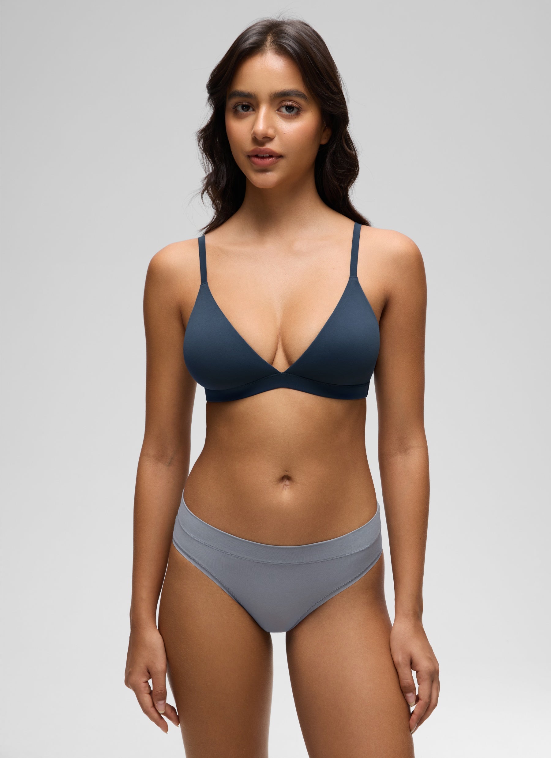 CRZ YOGA Softhold Womens Double Lined Wireless Triangle Bralette Sargasso