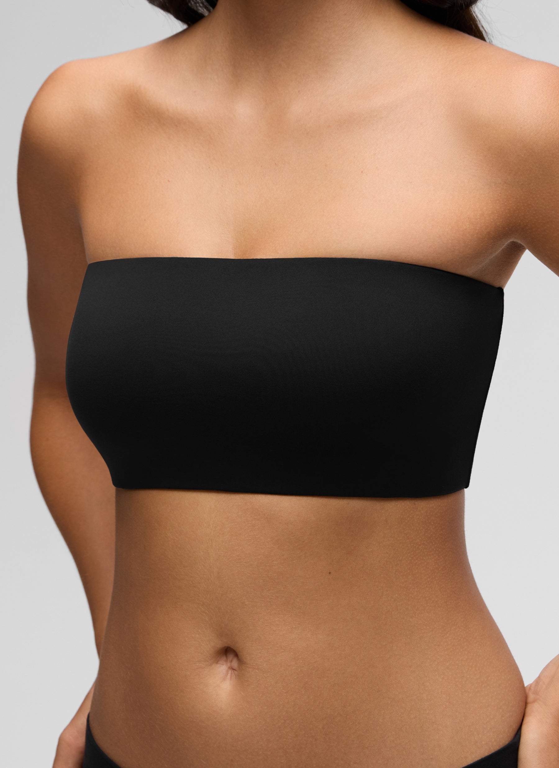 CRZ YOGA Women Softhold Double Lined Strapless Wireless  Bralettes Black