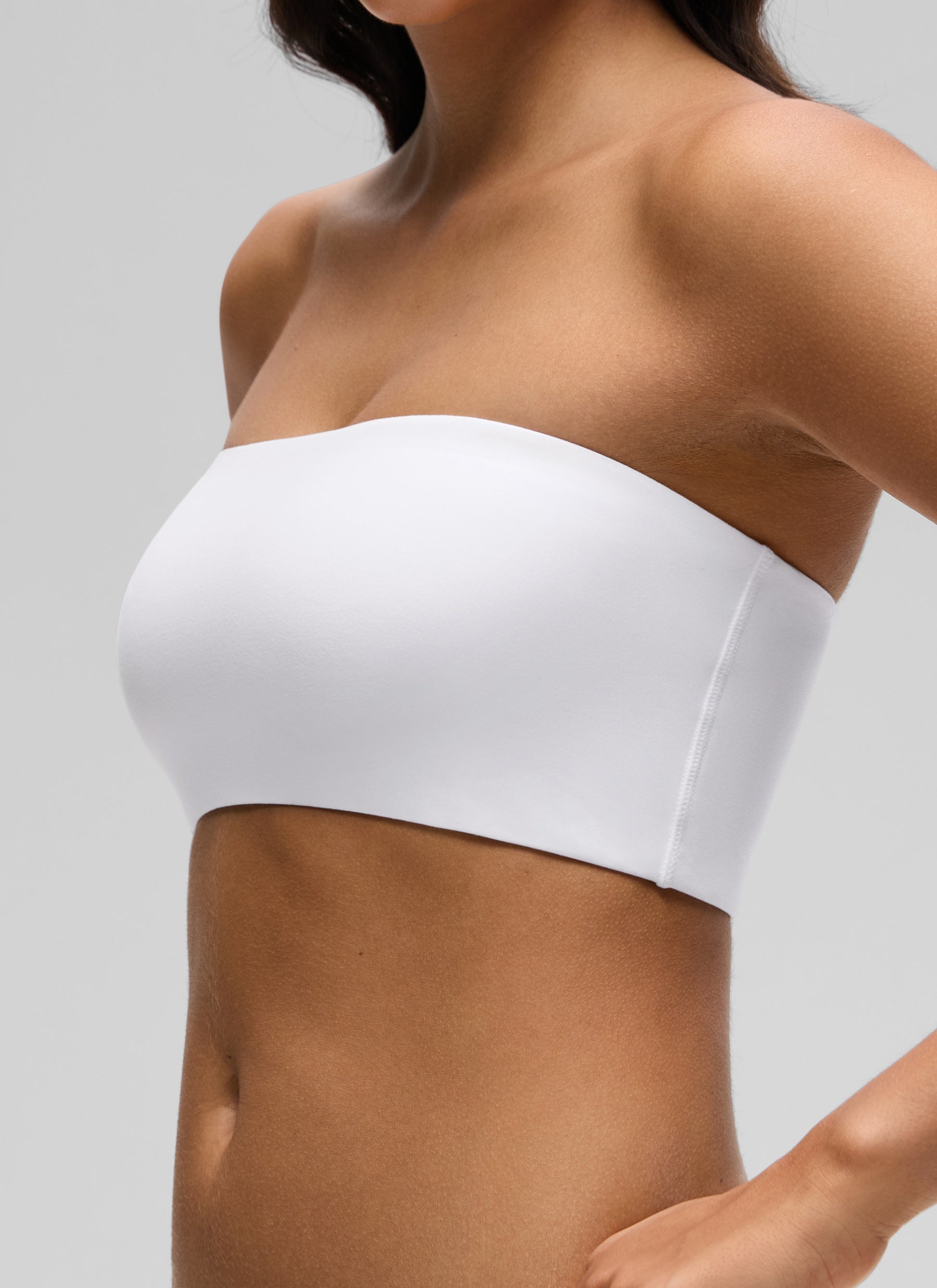 CRZ YOGA Women Softhold Double Lined Strapless Wireless  Bralettes Snow White