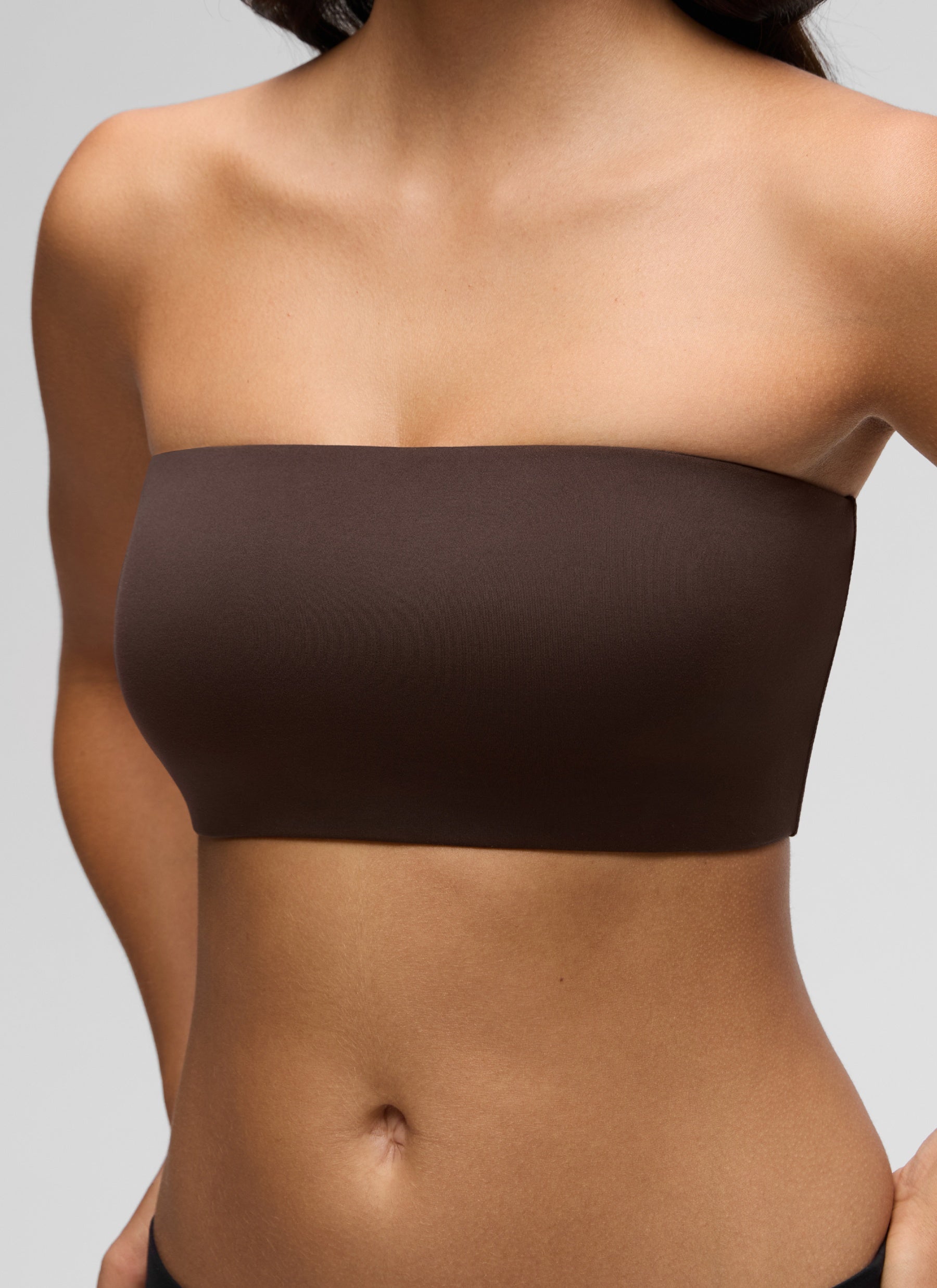 CRZ YOGA Women Softhold Double Lined Strapless Wireless  Bralettes Hot Fudge Brown