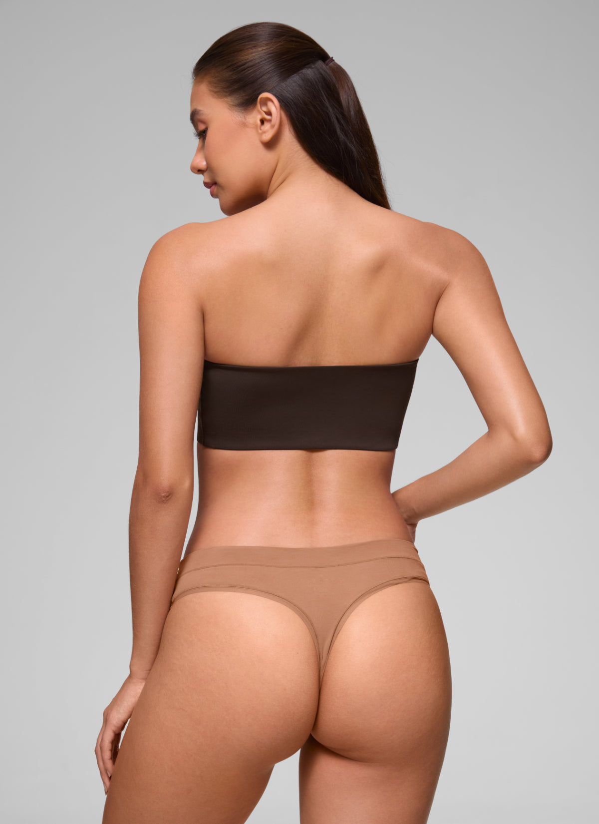 CRZ YOGA Women Softhold Double Lined Strapless Wireless  Bralettes Hot Fudge Brown