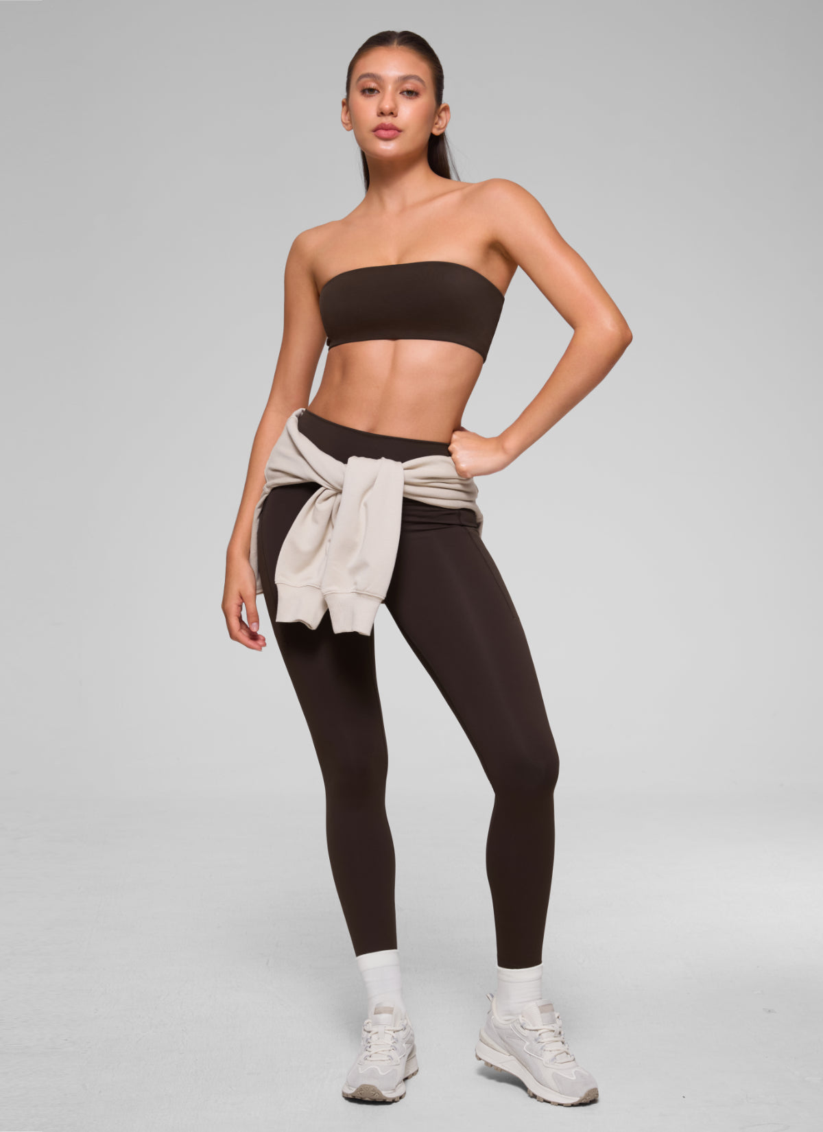 CRZ YOGA Women Softhold Double Lined Strapless Wireless  Bralettes Hot Fudge Brown