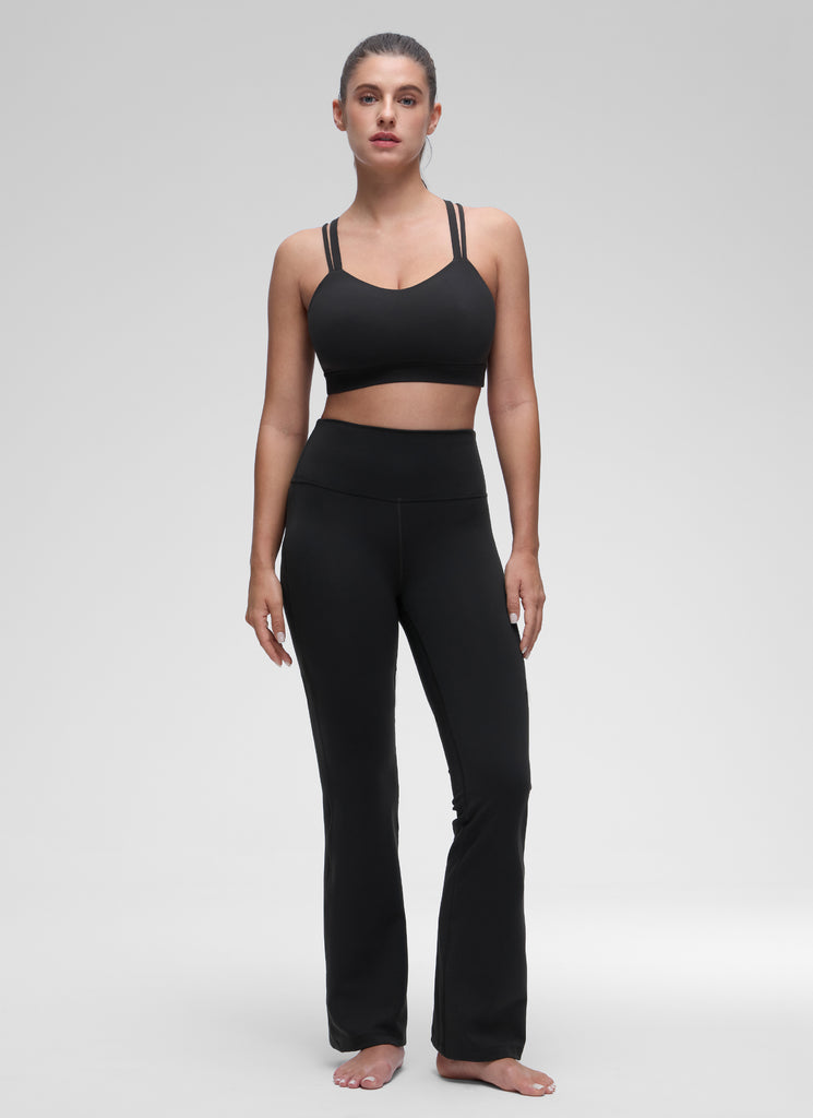 CRZ YOGA Women's Yoga Light Support Double Strap Mold Sport Bra Black