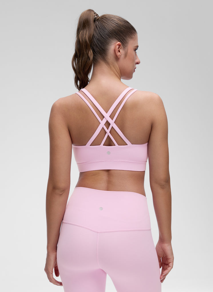 CRZ YOGA Women's Yoga Light Support Double Strap Mold Sport Bra Vita Pink