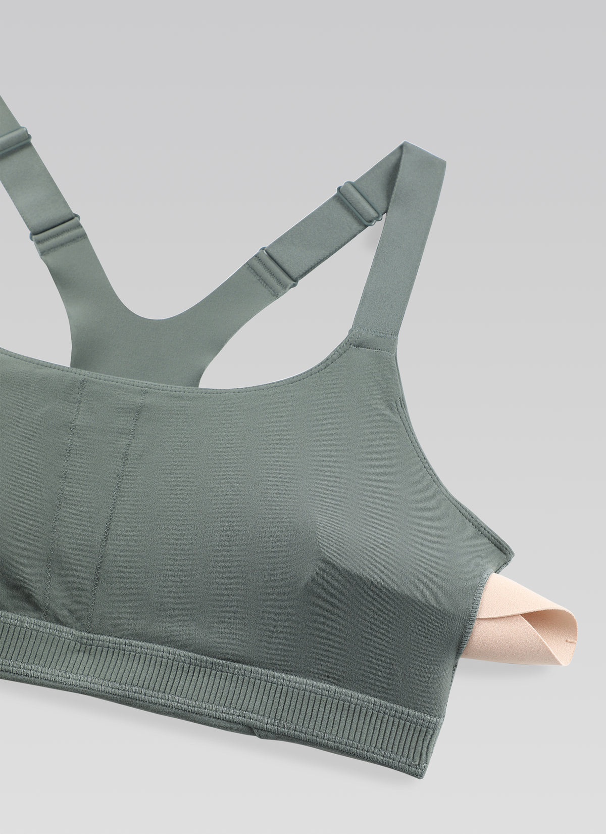CRZ YOGA Women's Gym Top Butterlift Scoop Neck Bra Adjustable Straps Grey Sage @model_info:NEW