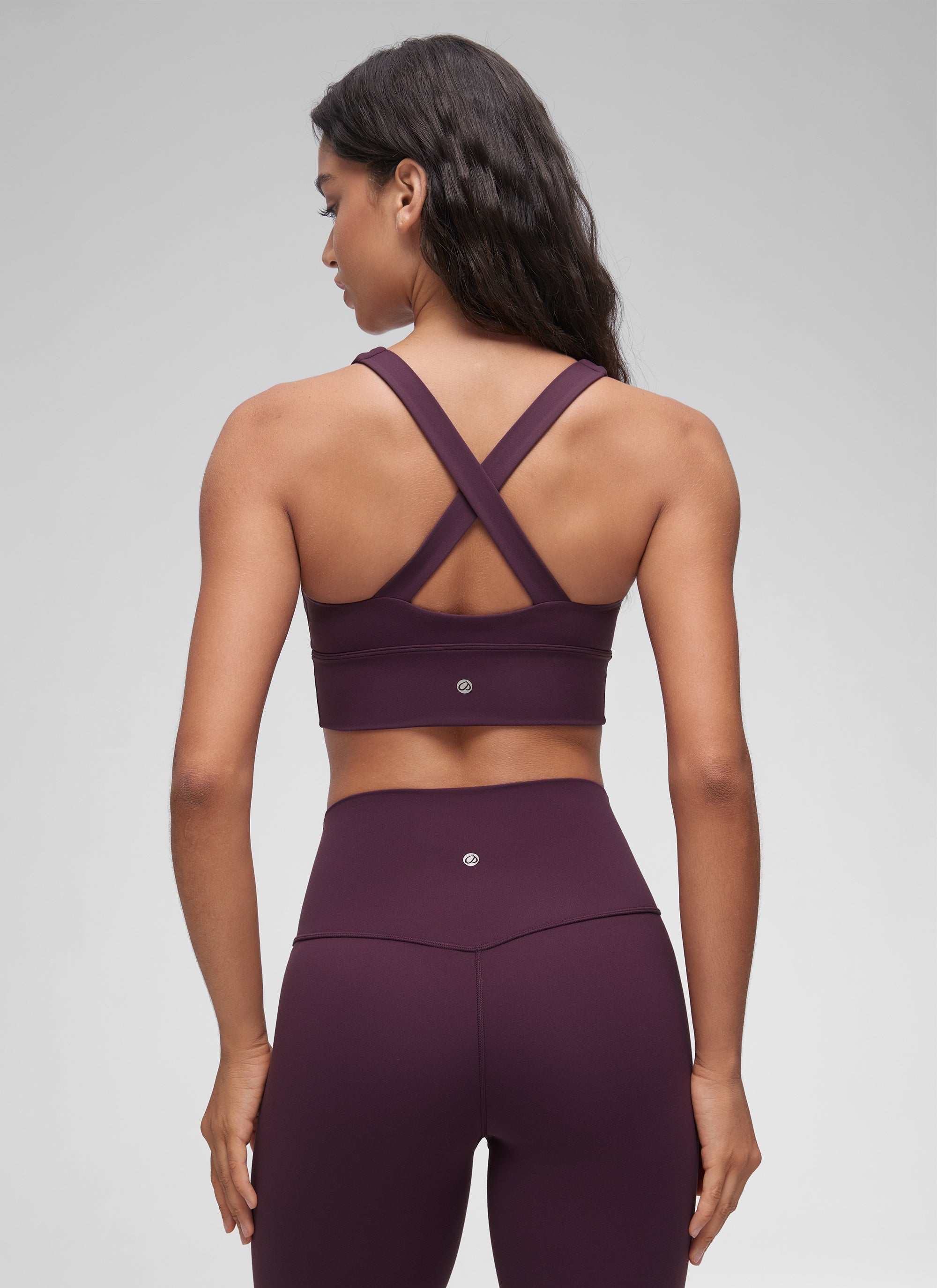 CRZ YOGA Women's Light Support Butterluxe Yoga Bra Ruched V Neck Deep Purple @model_info:Winma