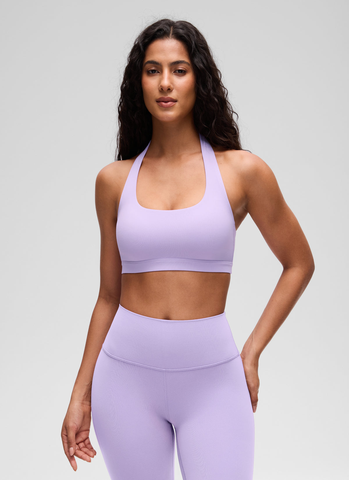CRZ YOGA Womens Yoga Scoop Neck Padded Open Back Sports Bras Lavender Frost