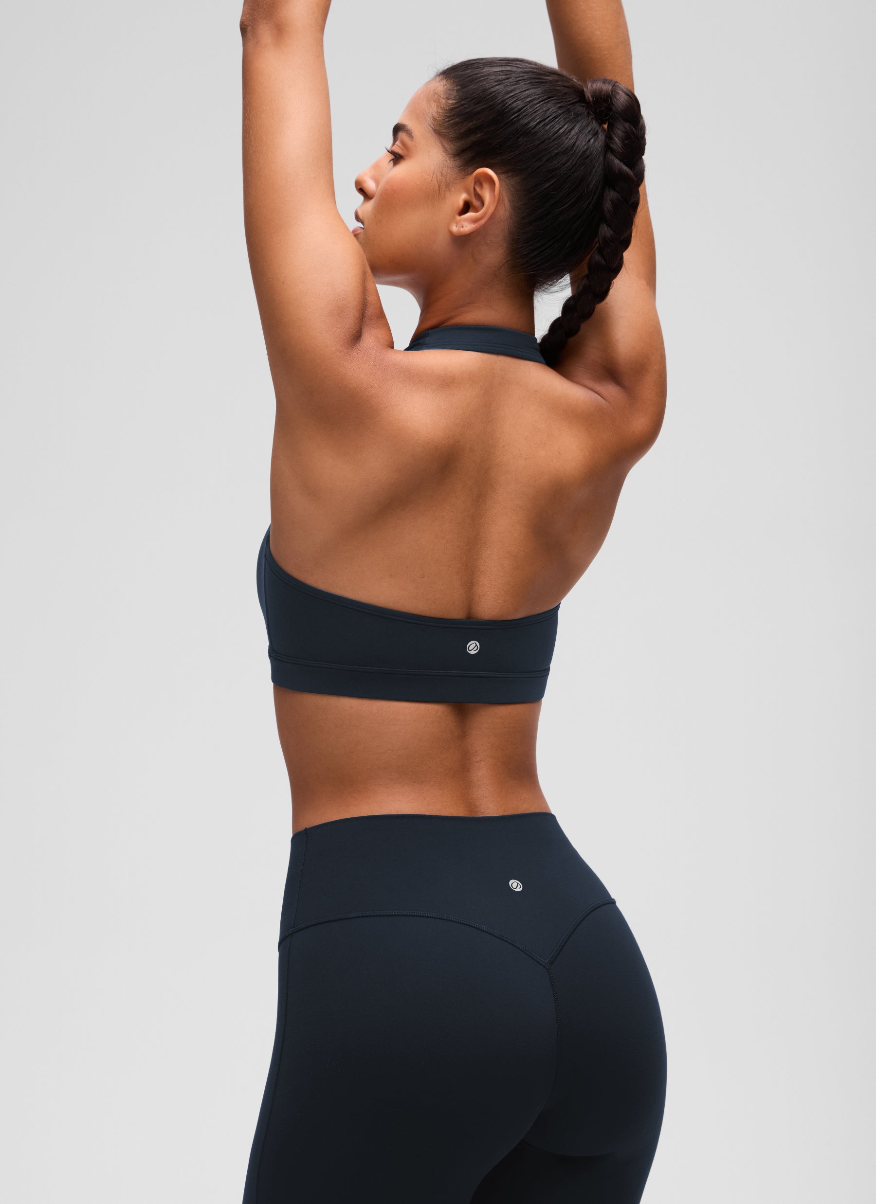 CRZ YOGA Womens Yoga Scoop Neck Padded Open Back Sports Bras True Navy