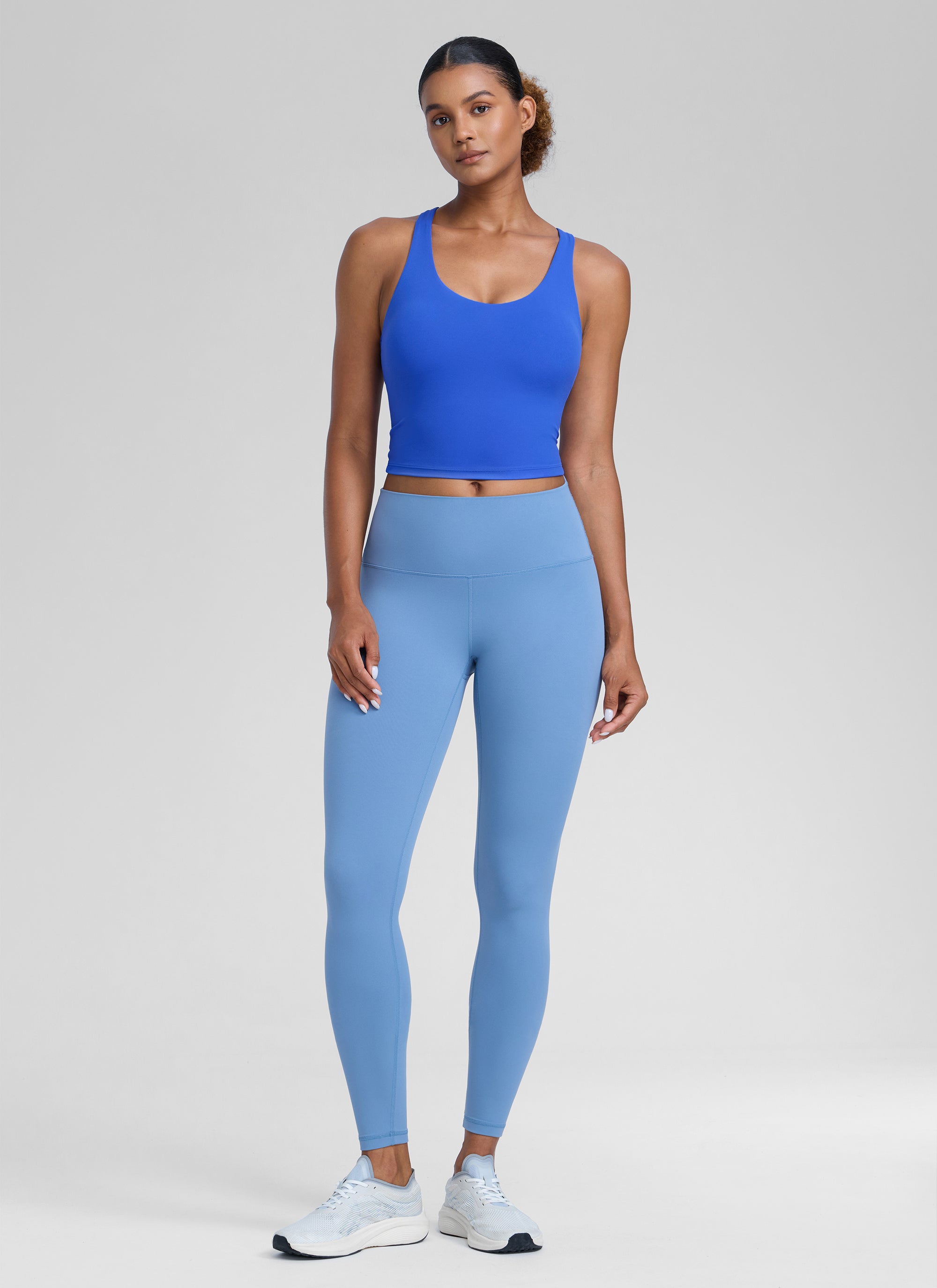 CRZ YOGA Womens Butterlift Racerback U Neck Yoga Built in Bra Tank Royal @model_info:Barbara