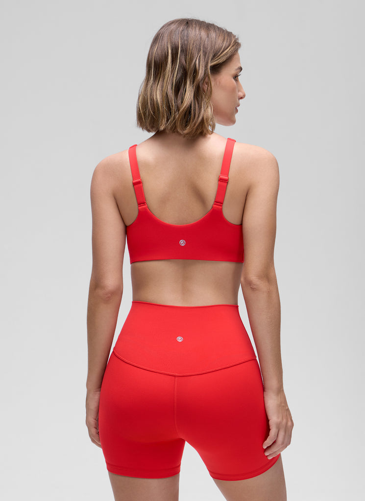 CRZ YOGA Women Butterluxe Soft Double Lined Scoop Neck Sports Bras Deep Red