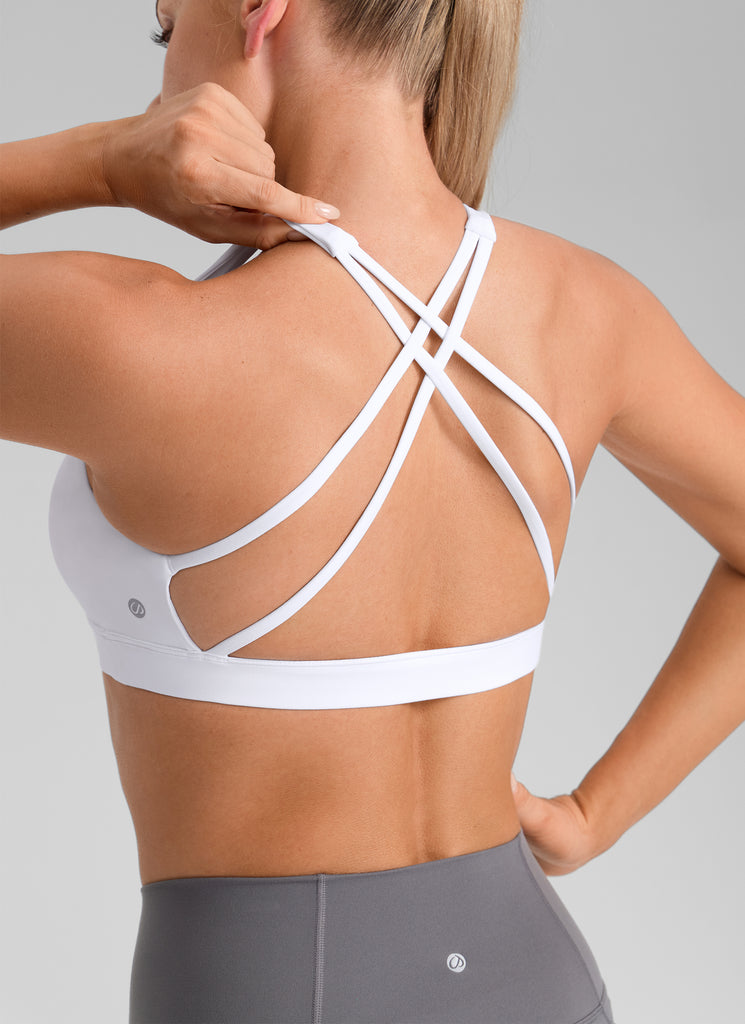 CRZ YOGA Womens Butterbreeze Padded Square Neck Sports Bra Training White