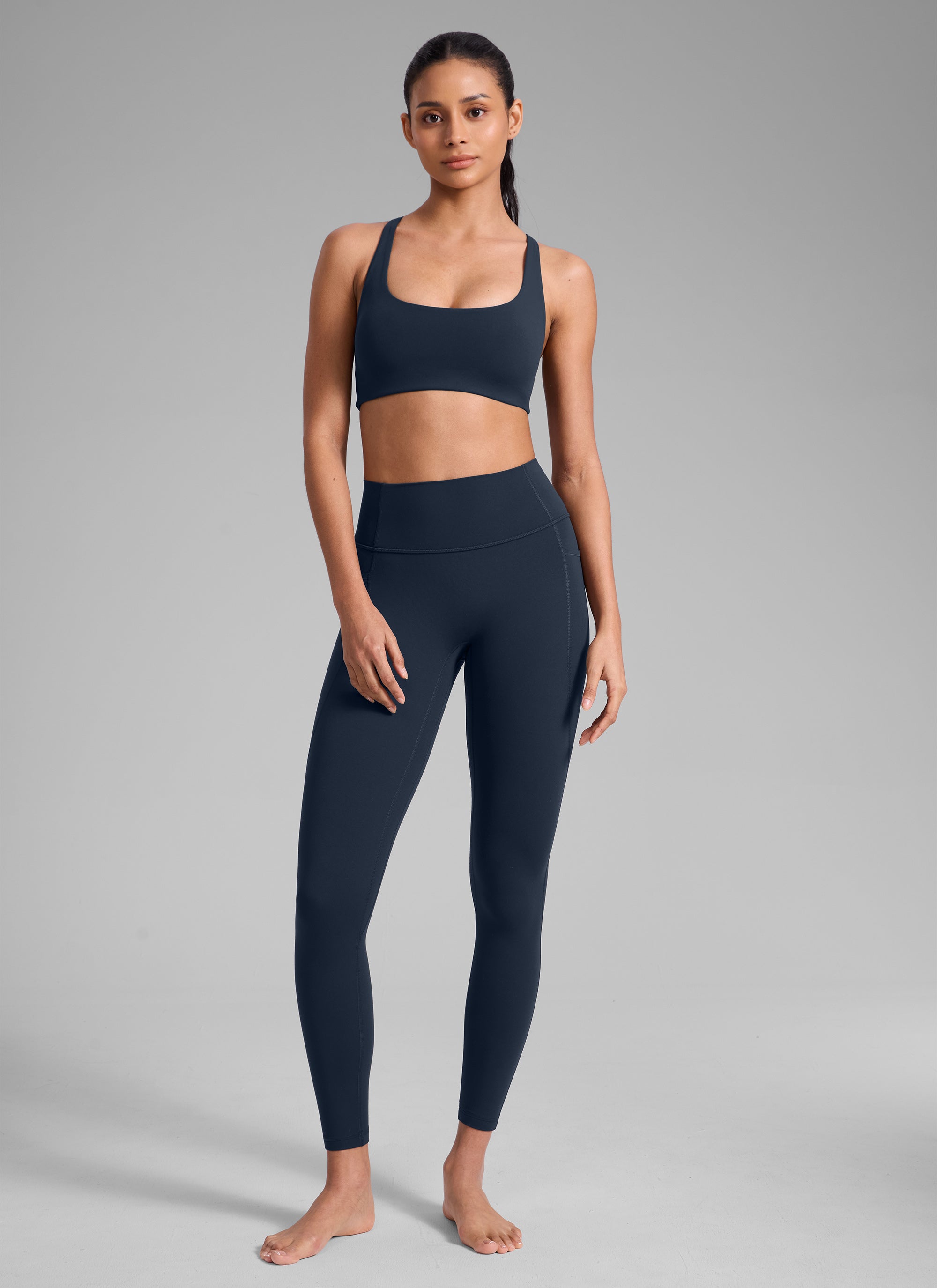 CRZ YOGA Women's Butterlift Workout Cross Back Built in Bra Sports Bra Twilight Blue @model_info:Angelly