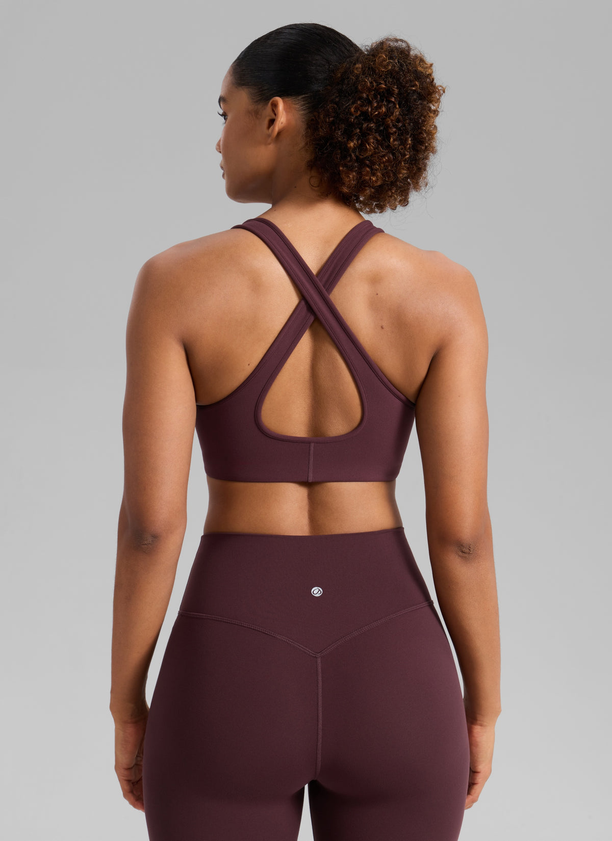 CRZ YOGA Women's Butterlift® Workout Deep V Neck Cross Back Sports Bra Ripe Plum