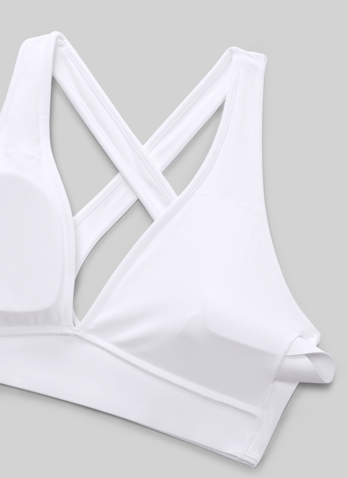 CRZ YOGA Women's Butterlift® Workout Deep V Neck Cross Back Sports Bra White
