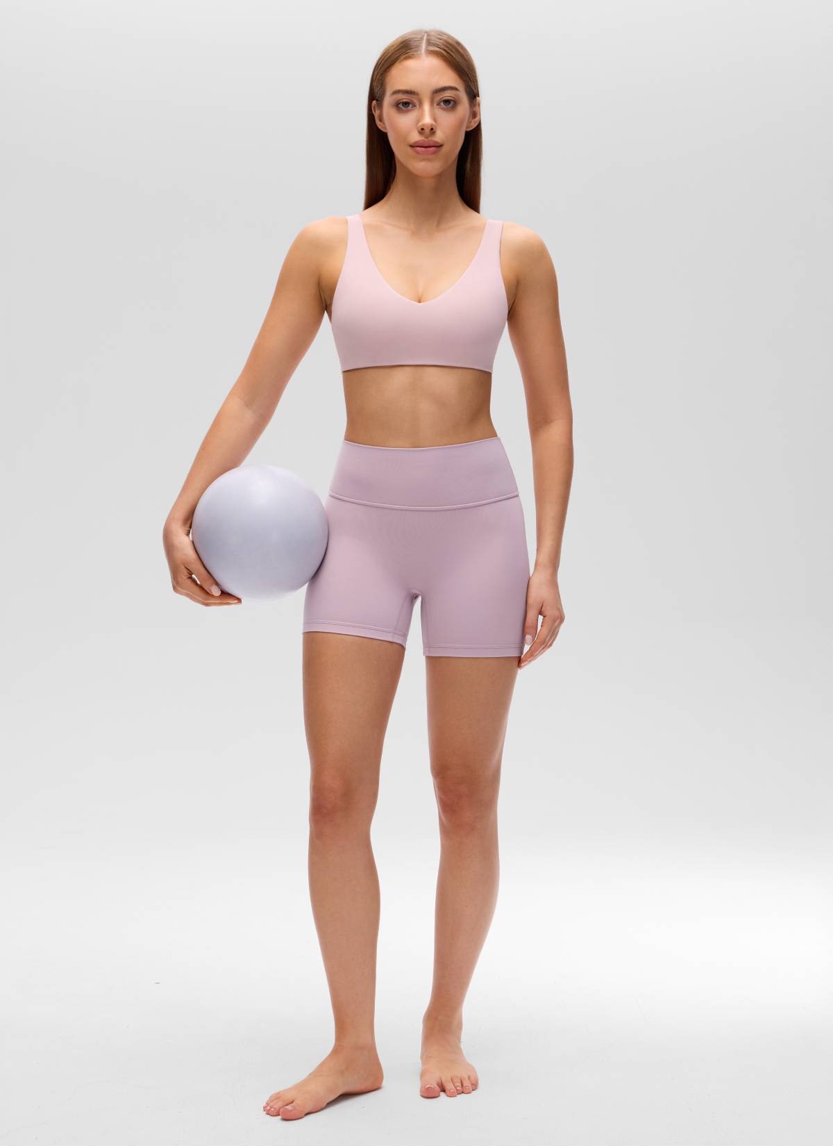 CRZ YOGA Women's Butterluxe Yoga U Back Sports Bra Light Support Pink Haze @model_info:Lary