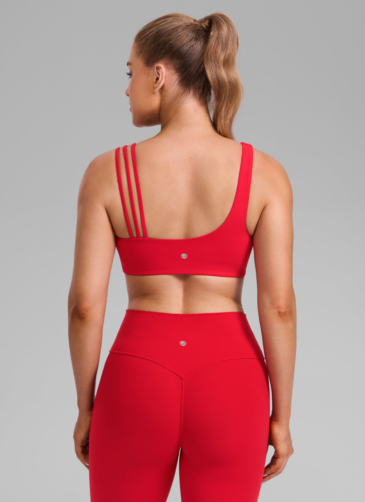Women's Butterlift® Yoga Asymmetric Straps Sports Bra Medium Support Aurora Red @model_info:Julia