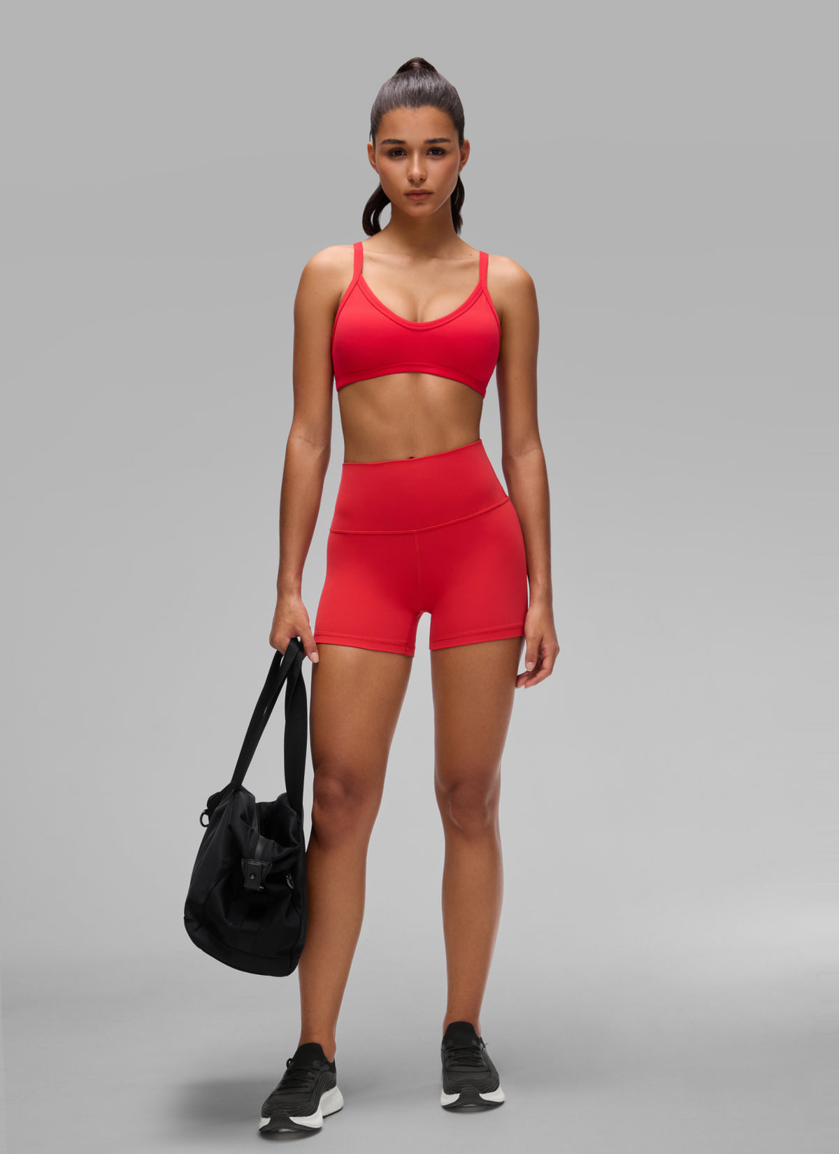 CRZ YOGA Butterlift Women's Double Lined V Neck Workout Sports Bras Aurora Red @model_info:A