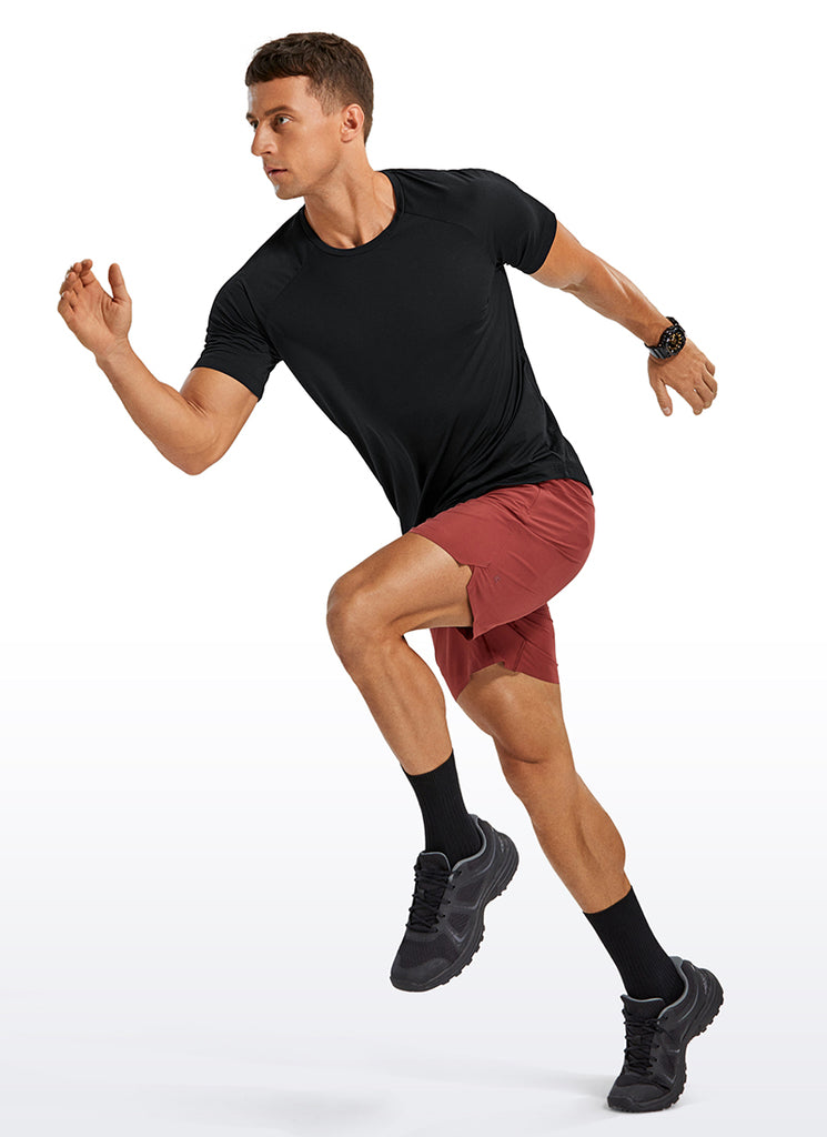 CRZ YOGA Men's Running Classic Fit Shirts Lightweight Short Sleeves Black