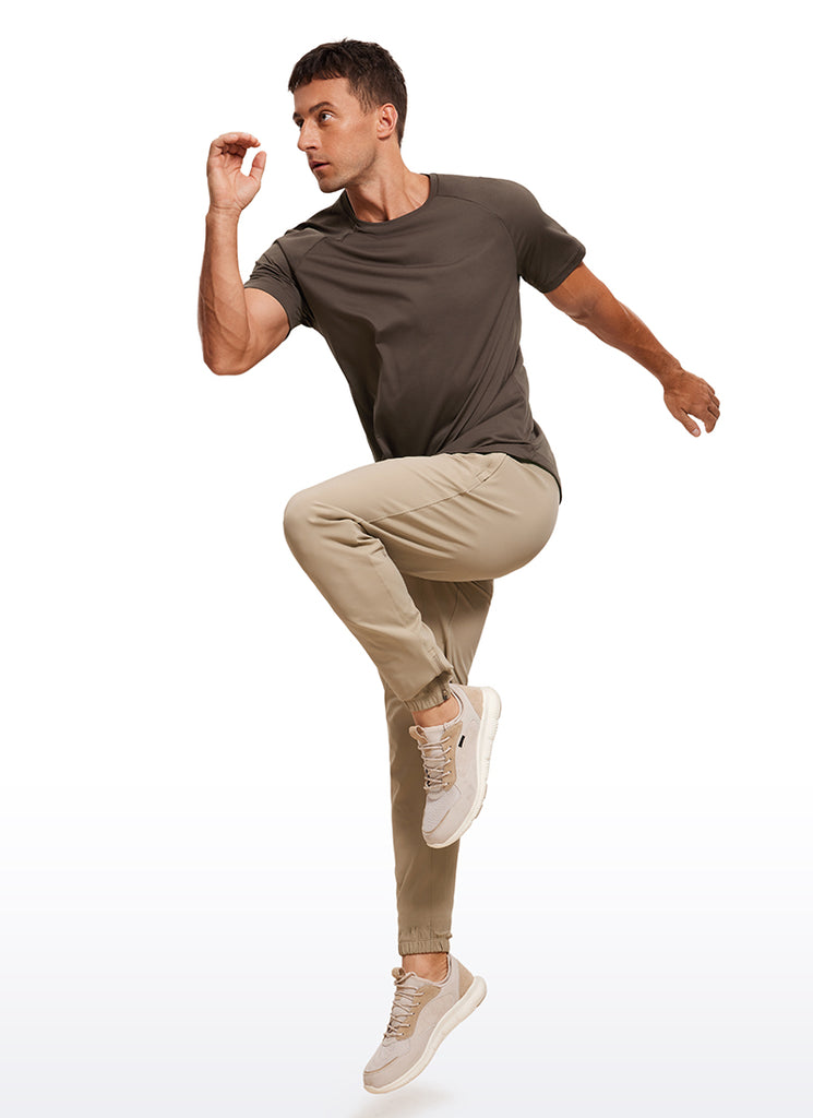 CRZ YOGA Men's Running Classic Fit Shirts Lightweight Short Sleeves Navy-Heather