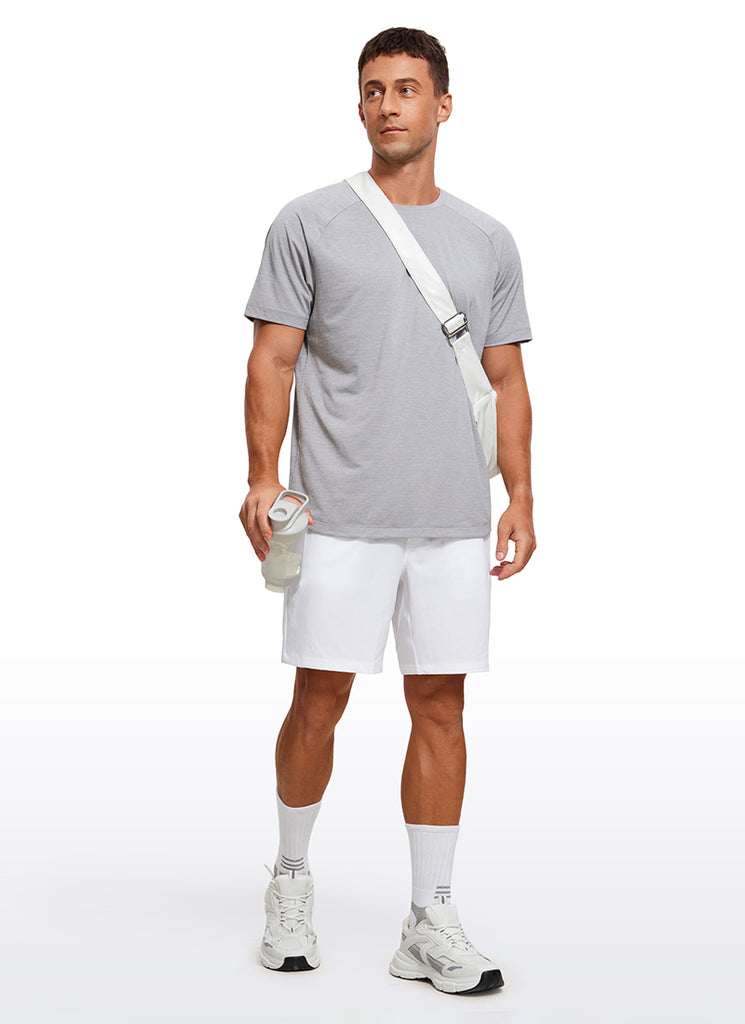 CRZ YOGA Men's Running Classic Fit Shirts Lightweight Short Sleeves Carbon Heather