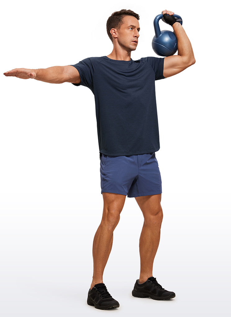 CRZ YOGA Men's Running Classic Fit Shirts Lightweight Short Sleeves Carbon Heather