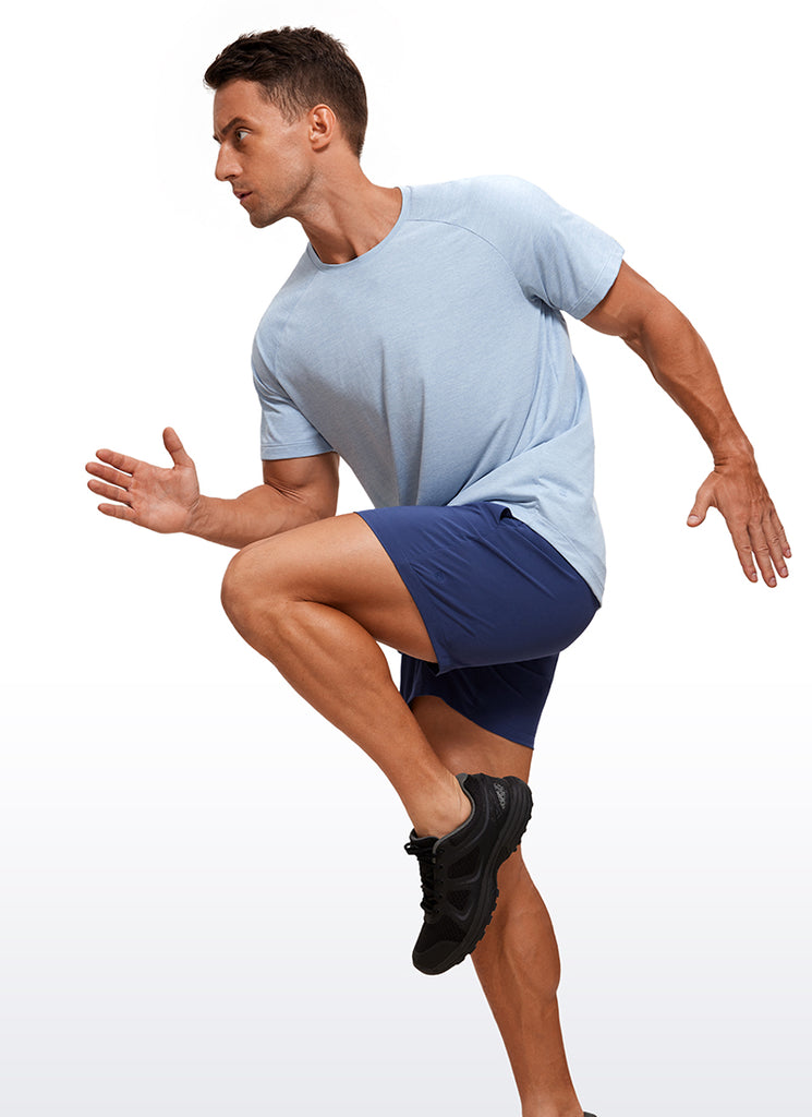 CRZ YOGA Men's Running Classic Fit Shirts Lightweight Short Sleeves Light Gray Heather