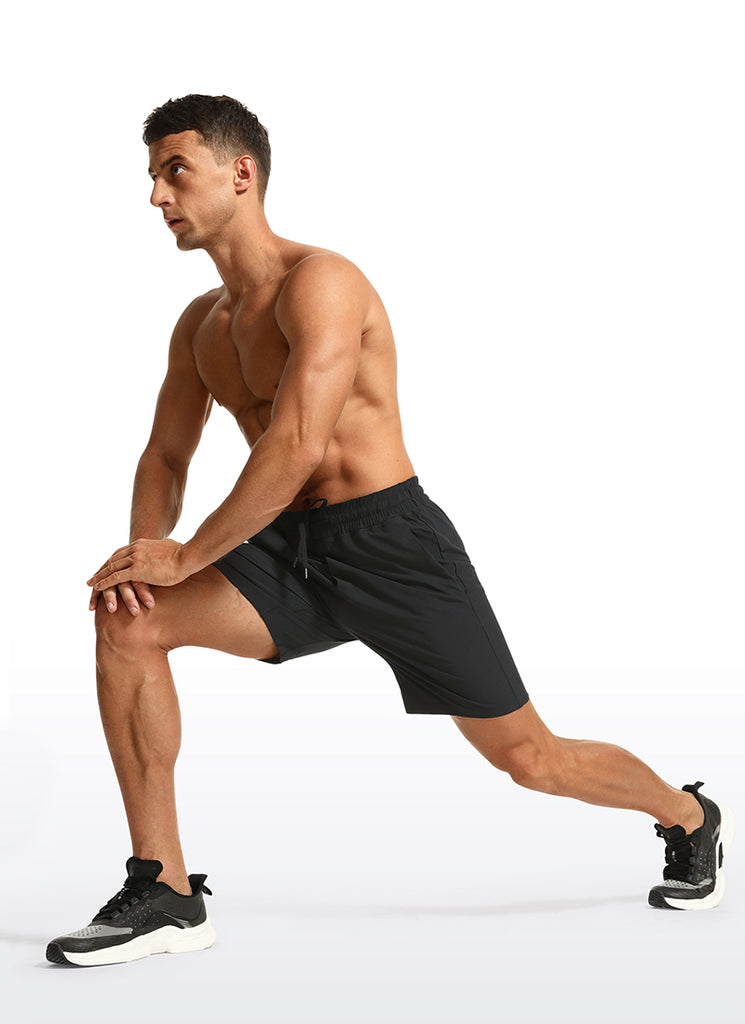 CRZ YOGA Men's Train Classic Fit Feathery-Fit Linerless Shorts 7'' Black