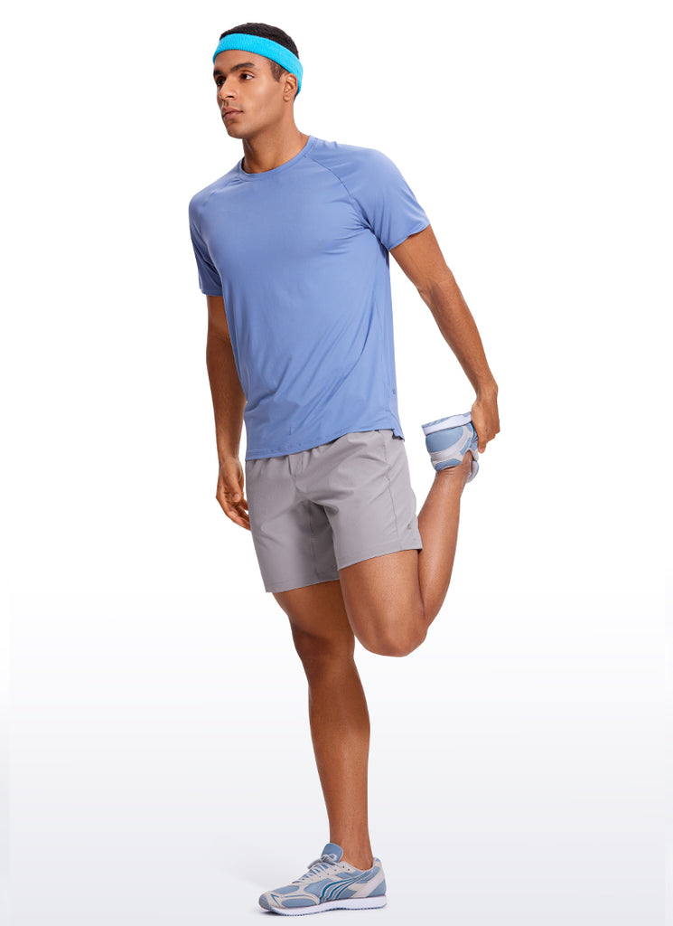 CRZ YOGA Men's Train Classic Fit Feathery-Fit Linerless Shorts 7'' Grey Sage