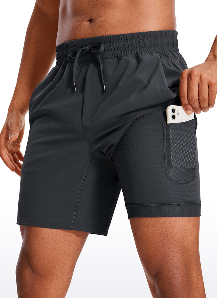 CRZ YOGA Men's Train Run Classic Fit Feathery-Fit Lined Shorts 7'' True Navy