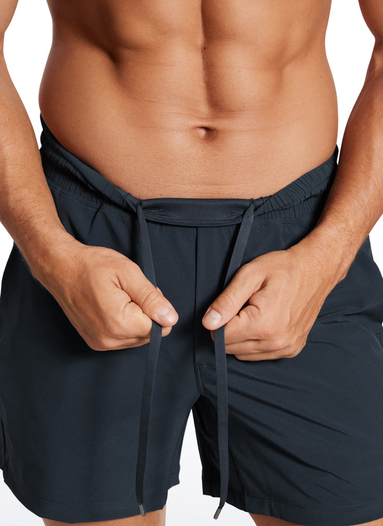 CRZ YOGA Men's Train Feathery-Fit 2 in 1 Shorts 5'' with pockets True Navy