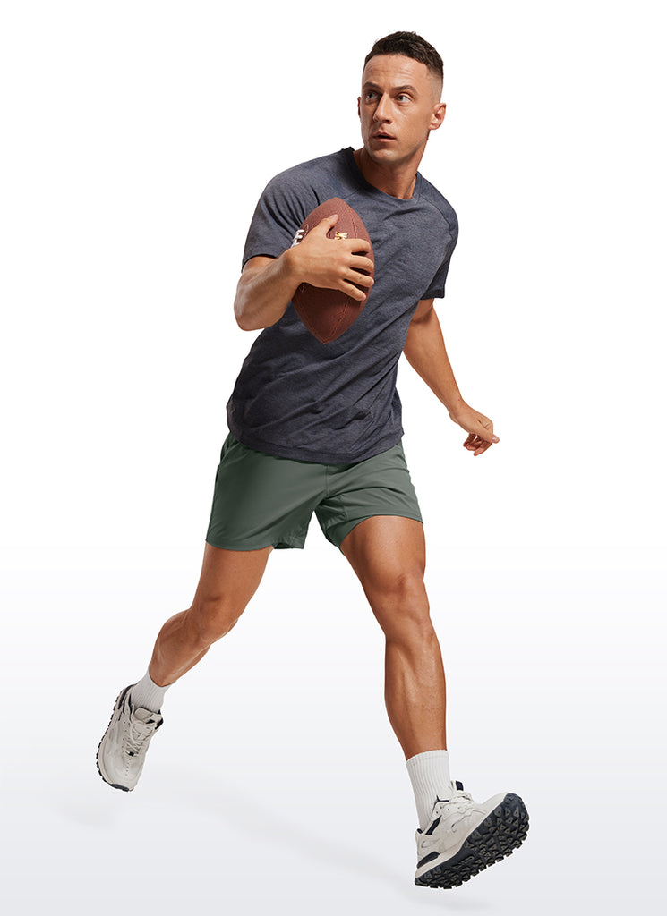 CRZ YOGA Men's Train Feathery-Fit 2 in 1 Shorts 5'' with pockets Grey Sage