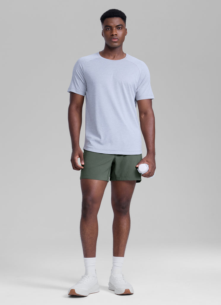 CRZ YOGA Men's Running Feathery-Fit Workout Linerless Shorts 5'' Grey Sage