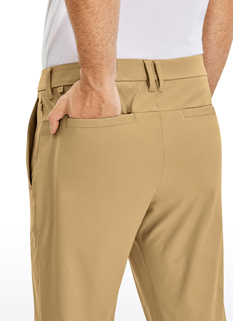 CRZ YOGA Mens Work Classic Fit All-Day Comfort Golf Pants Pockets 34'' Khaki Sand