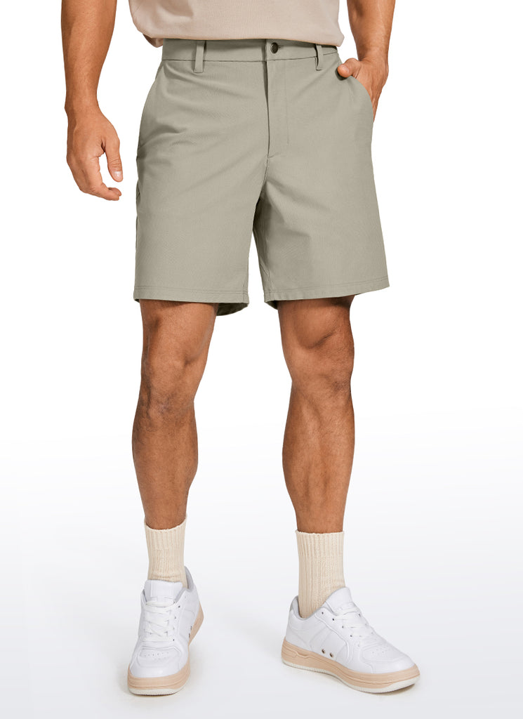 CRZ YOGA Men's Work Classic Fit All-Day Comfort Golf Shorts Pocket 7'' Khali Barley