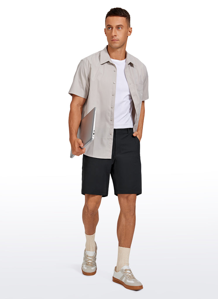 CRZ YOGA Men's Work Classic Fit All-Day Comfort Golf Shorts Pocket 9'' Gull Gray