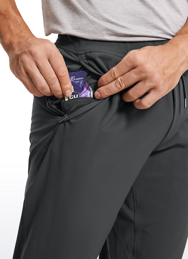 CRZ YOGA Men's Run Slim Fit On the Travel Joggers 32''- Ankle Zipper Melanite