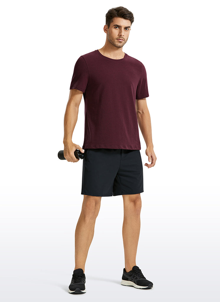 CRZ YOGA Men's Train Relaxed Fit On the Travel Linerless Shorts 7'' Black