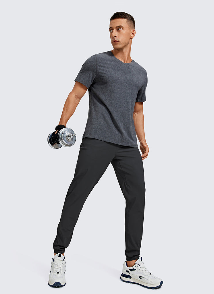 CRZ YOGA Men's Running Slim Fit Lightweight Joggers 29"-Zipper Pockets Ink Gray